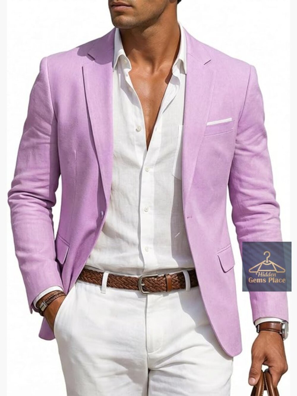 Slim Fit Linen Suit Blazer Sport Coat Lightweight Daily